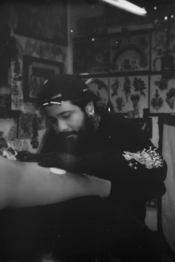 Portrait of Marcos, shop manager and tattoo artist at Lucky Rose
